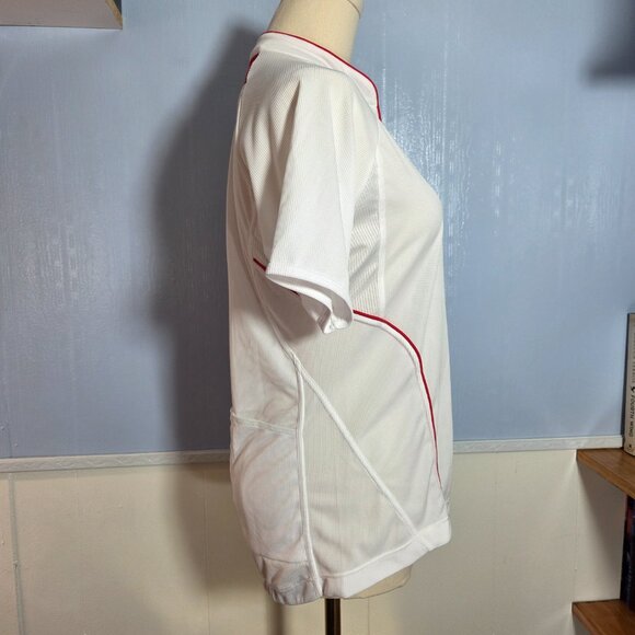 Bellwether Technical Apparel Large White Red Floral Quarter Zip Cycling Shirt - Picture 4 of 9